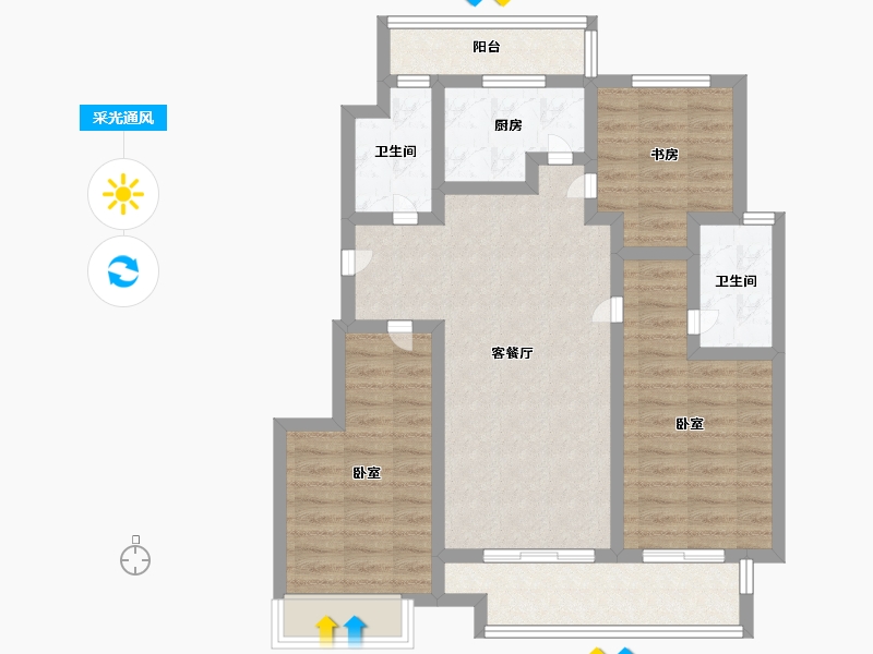 江苏省-镇江市-中昂·璟院-84.00-户型库-采光通风