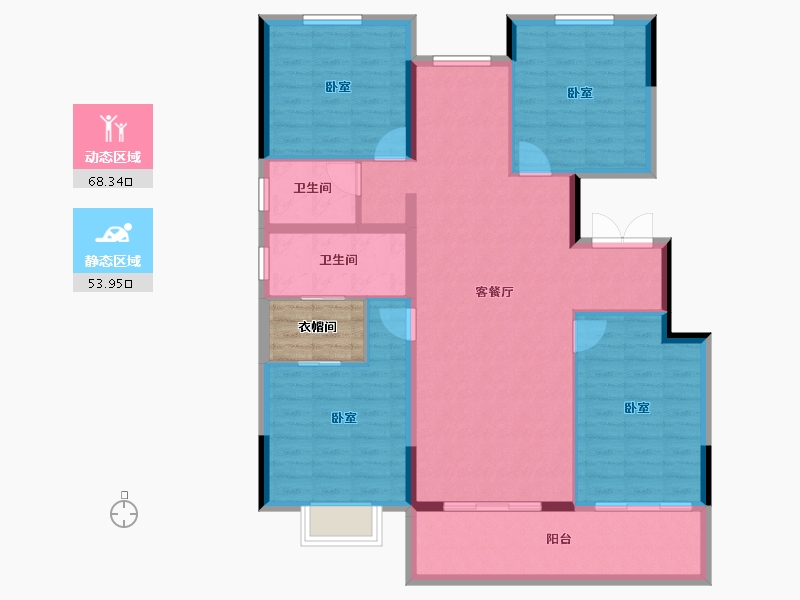 安徽省-宿州市-万成·桂花园-114.53-户型库-动静分区