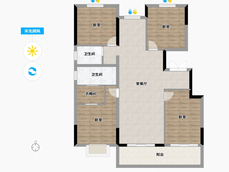 安徽省-宿州市-万成·桂花园-114.53-户型库-采光通风