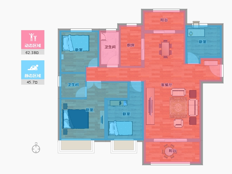 陕西省-西安市-惠风壹品-96.01-户型库-动静分区