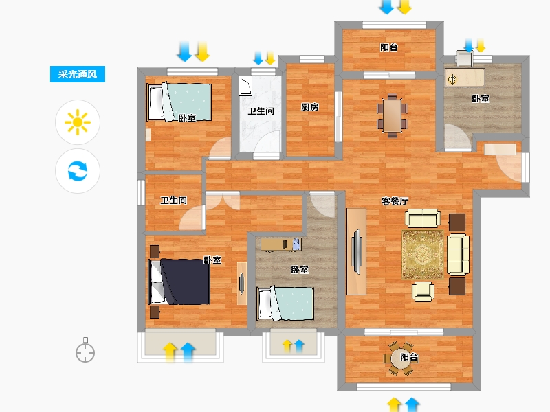 陕西省-西安市-惠风壹品-96.01-户型库-采光通风