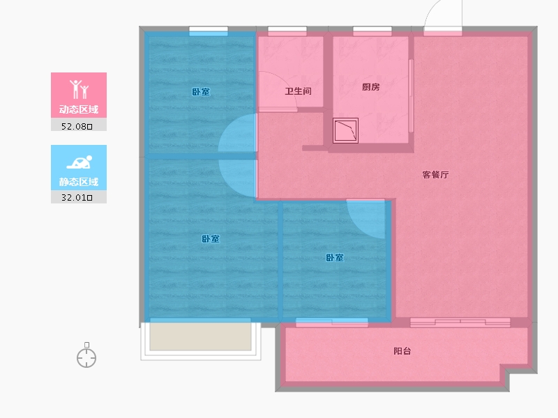 江苏省-镇江市-碧桂园·云顶-75.58-户型库-动静分区