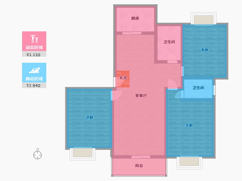 江苏省-盐城市-华兴水岸华庭-103.06-户型库-动静分区