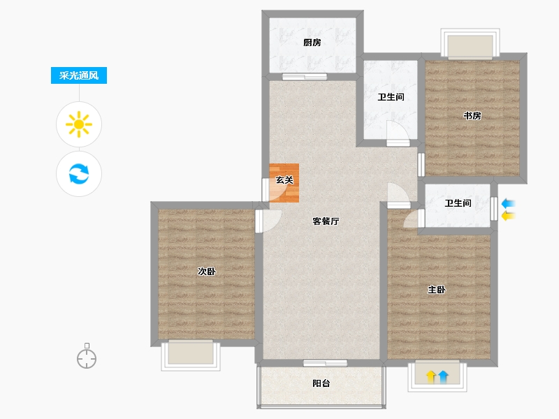 江苏省-盐城市-华兴水岸华庭-103.06-户型库-采光通风