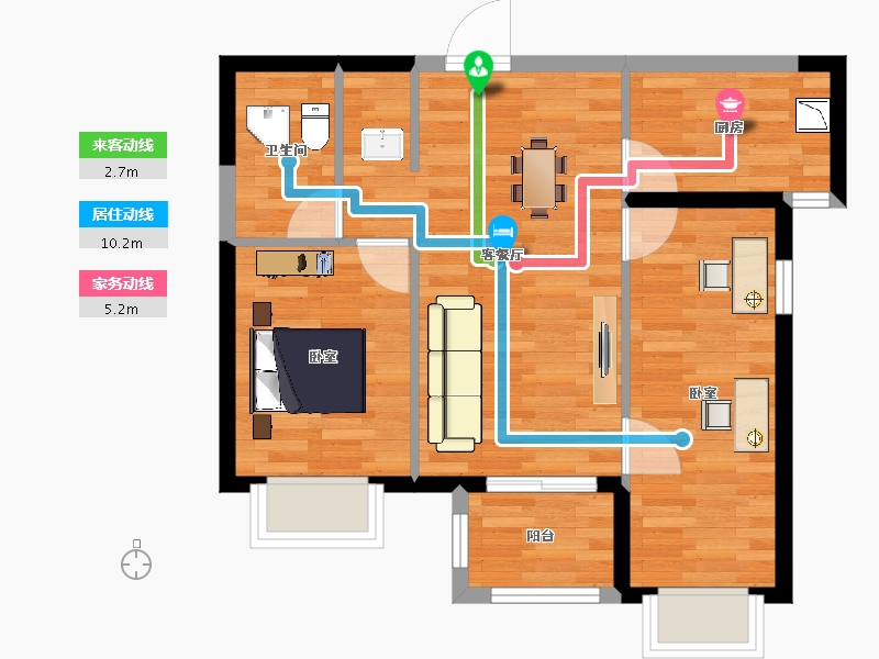 陕西省-西安市-万科城如园-57.80-户型库-动静线