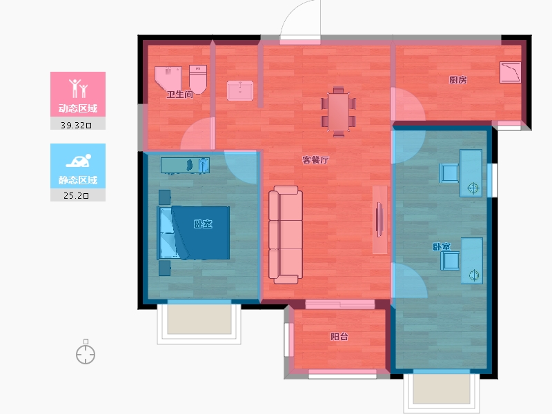 陕西省-西安市-万科城如园-57.80-户型库-动静分区