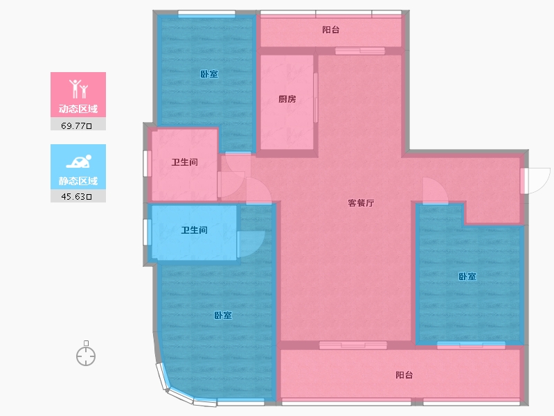 辽宁省-营口市-林昌·天铂-103.36-户型库-动静分区