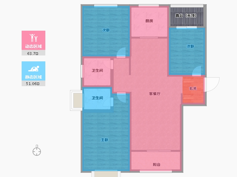 陕西省-宝鸡市-京城揽盛苑-107.00-户型库-动静分区