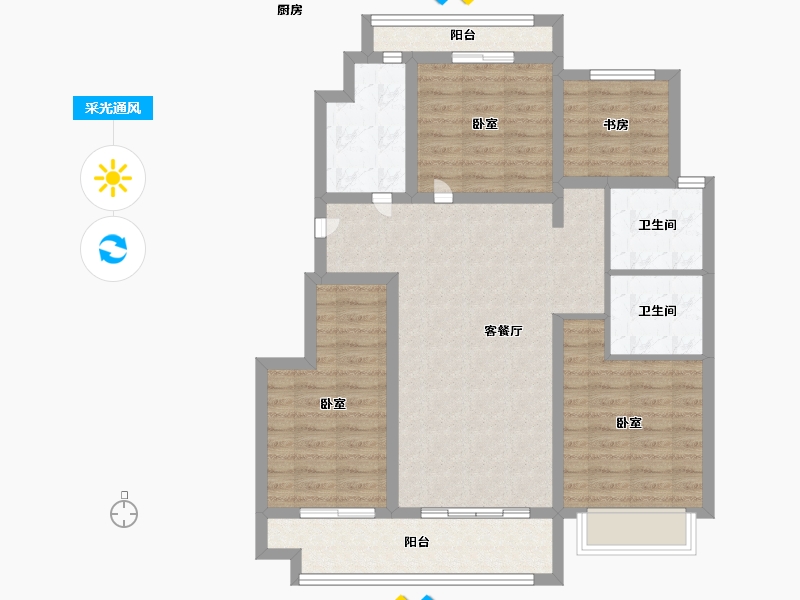 江苏省-镇江市-中昂·璟院-93.00-户型库-采光通风