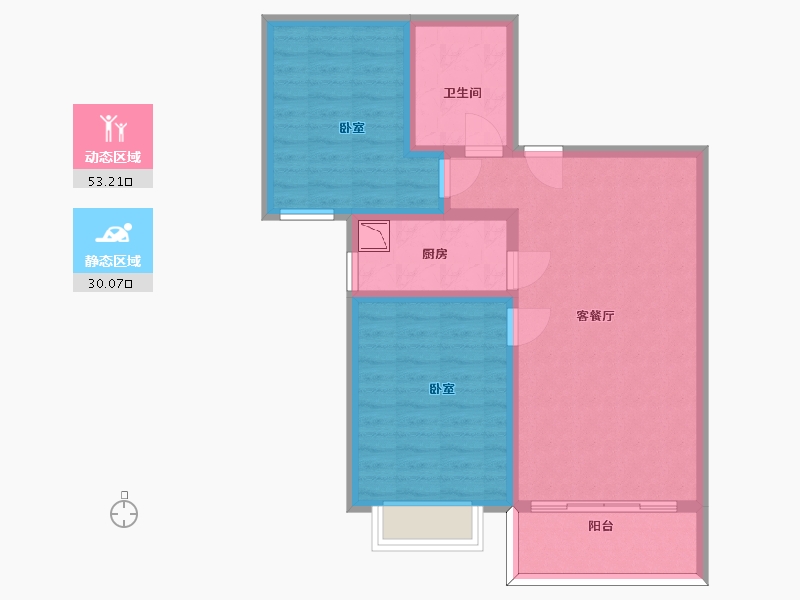 甘肃省-兰州市-冉泽御景龙湾-74.00-户型库-动静分区