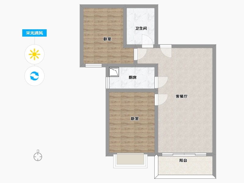 甘肃省-兰州市-冉泽御景龙湾-74.00-户型库-采光通风