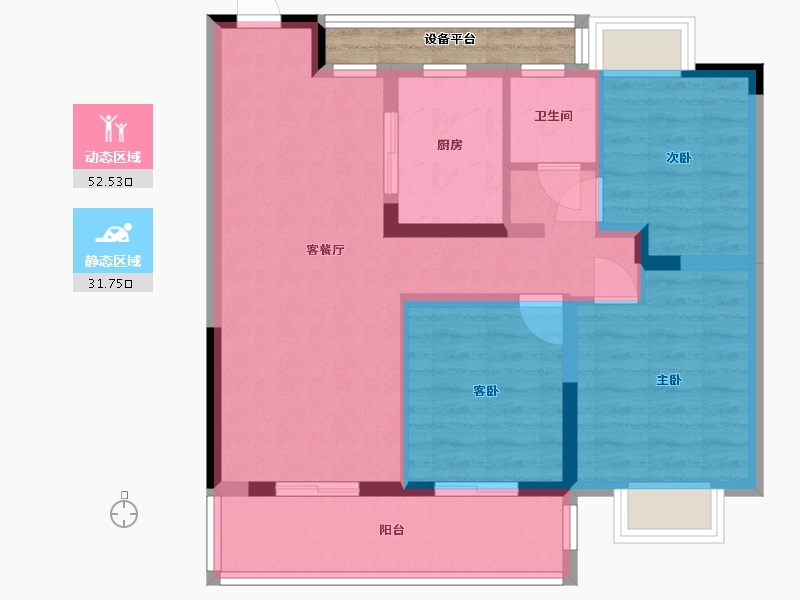 江苏省-苏州市-浅悦静庭-77.70-户型库-动静分区