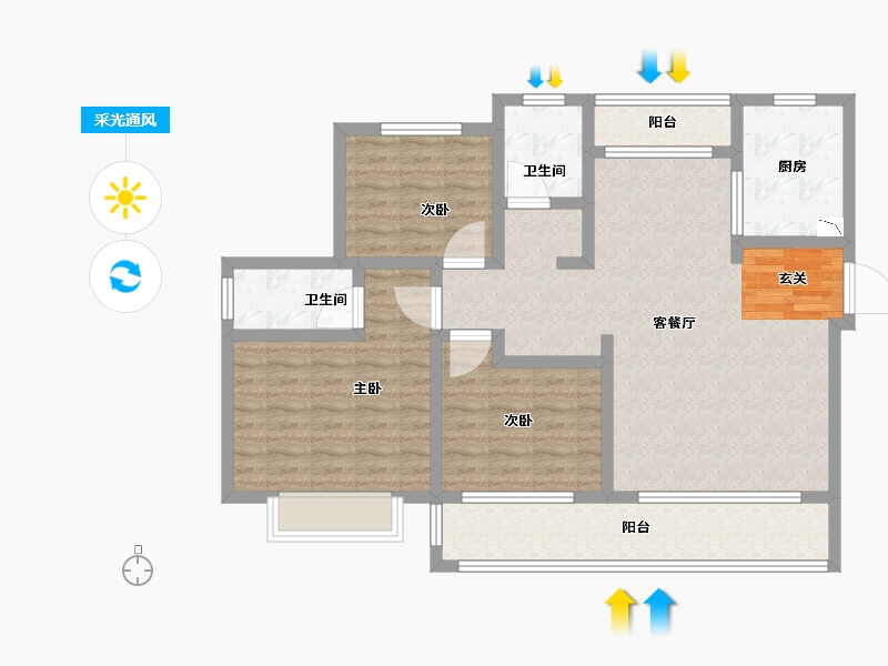 陕西省-宝鸡市-水木华院-103.01-户型库-采光通风