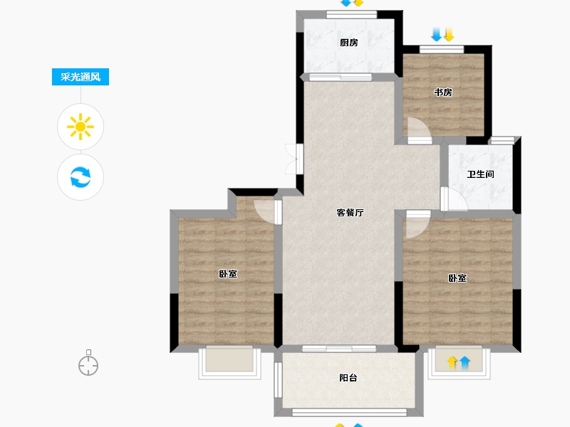 安徽省-宿州市-绿城岱湖世纪城金桂园-82.00-户型库-采光通风