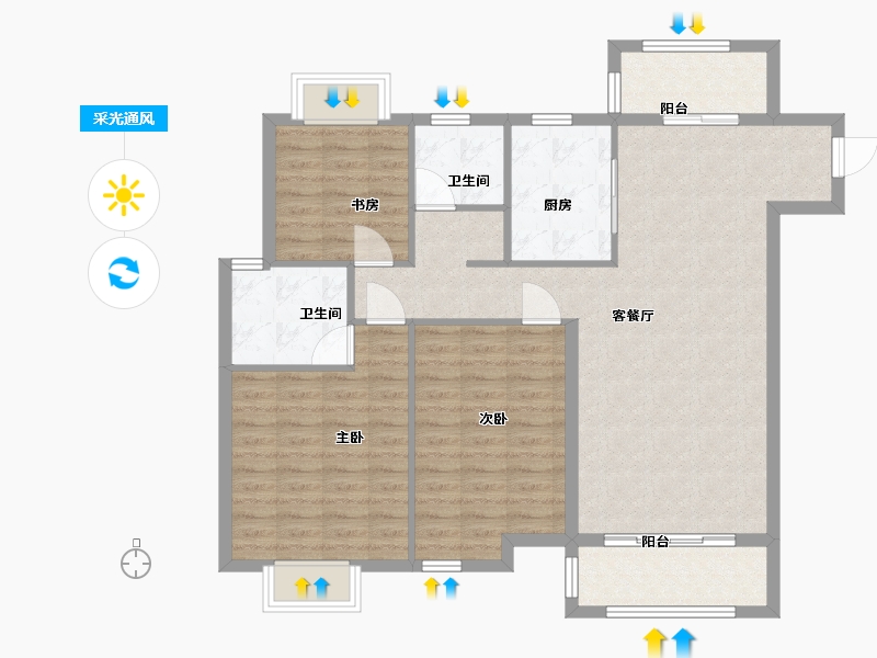 江苏省-南通市-东渐广场-104.00-户型库-采光通风