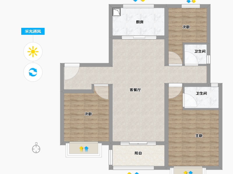 江苏省-徐州市-美的·乐城-89.00-户型库-采光通风