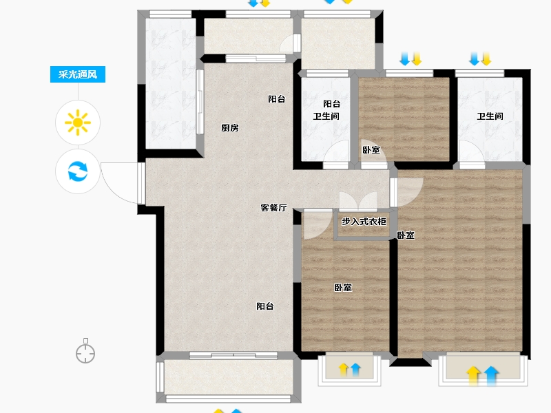 江苏省-苏州市-江湾雅园-112.00-户型库-采光通风