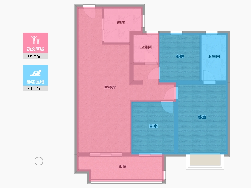 江苏省-镇江市-融创云阳·华南映-87.00-户型库-动静分区