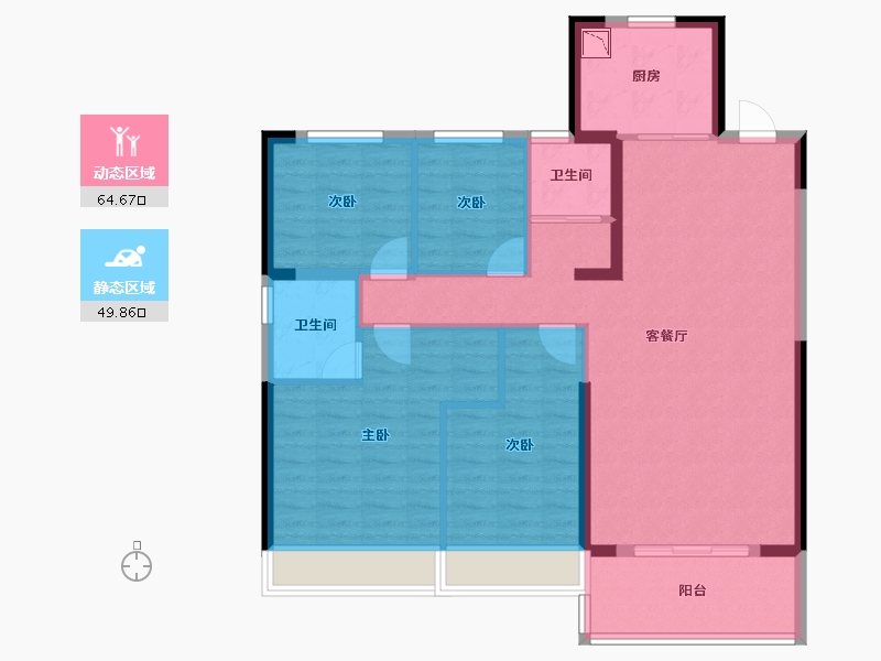 陕西省-安康市-碧桂园金州府-103.13-户型库-动静分区