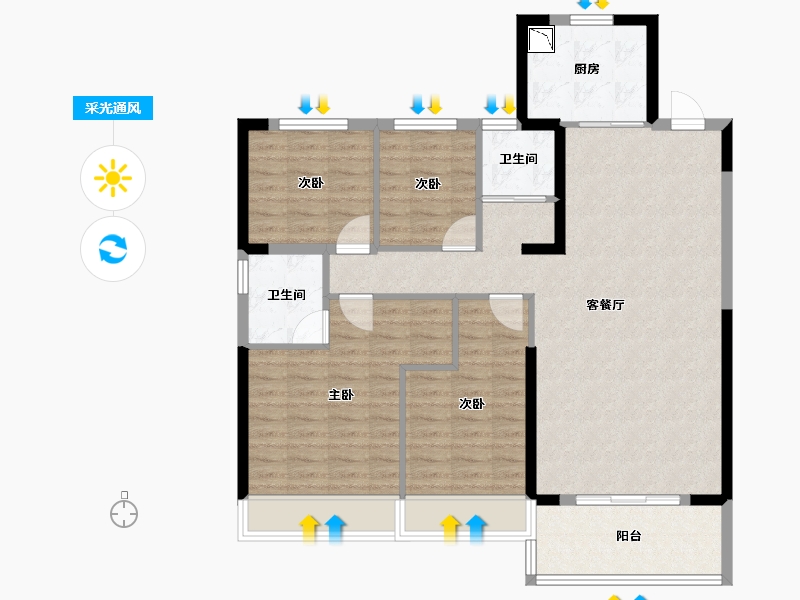 陕西省-安康市-碧桂园金州府-103.13-户型库-采光通风