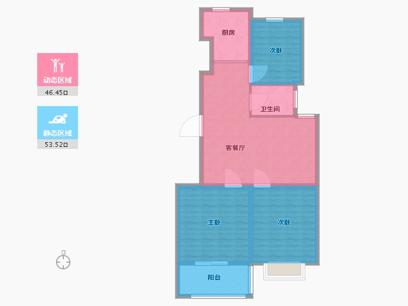 江苏省-盐城市-时代国际-90.49-户型库-动静分区