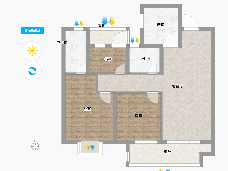 江苏省-常州市-光明当代拾光里-79.99-户型库-采光通风