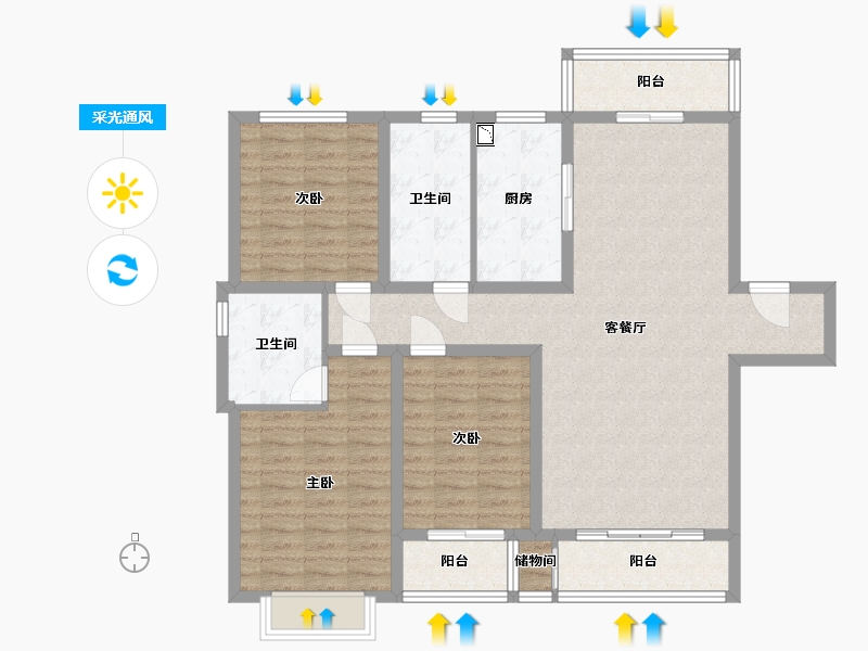 河北省-保定市-王府壹号-111.54-户型库-采光通风