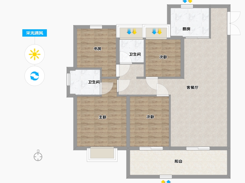 江苏省-南通市-远创东樾-106.00-户型库-采光通风