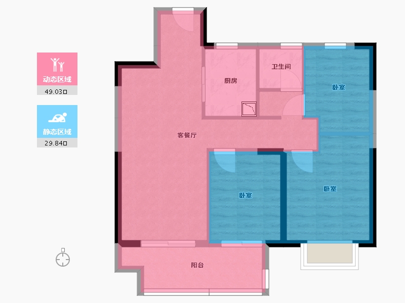 江苏省-镇江市-融创云阳·华南映-70.47-户型库-动静分区