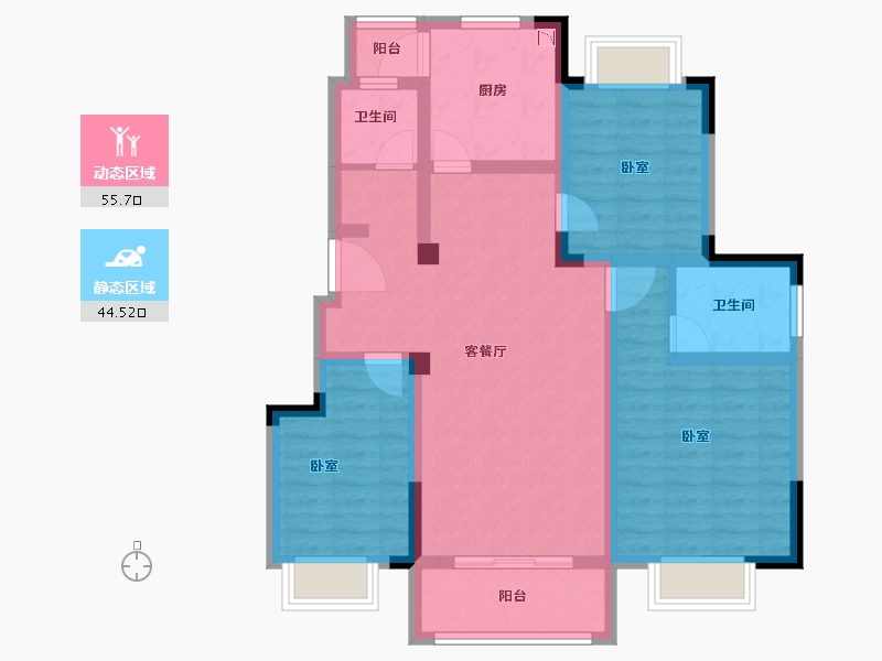 江苏省-扬州市-香榭丽花园-88.00-户型库-动静分区