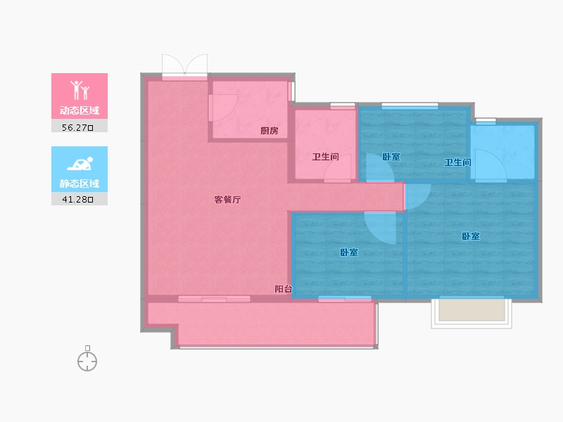 江苏省-泰州市-佳源威尼斯城奥赛宫-89.01-户型库-动静分区