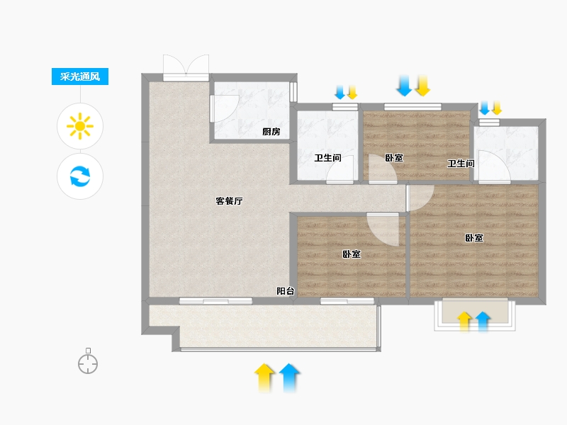 江苏省-泰州市-佳源威尼斯城奥赛宫-89.01-户型库-采光通风