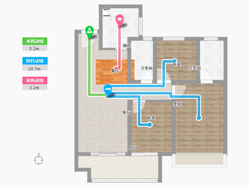 江苏省-宿迁市-和樾花园-93.55-户型库-动静线