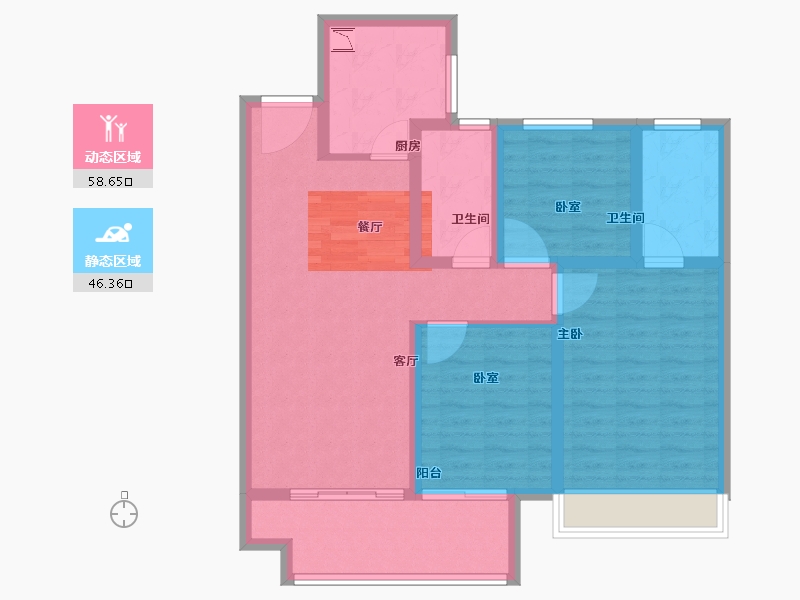 江苏省-宿迁市-和樾花园-93.55-户型库-动静分区