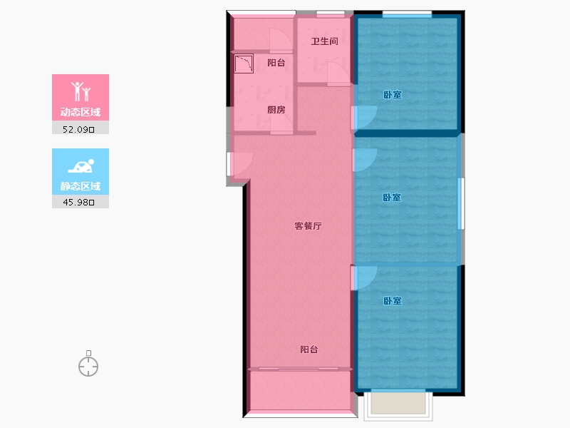 甘肃省-兰州市-城关江南明珠-88.54-户型库-动静分区