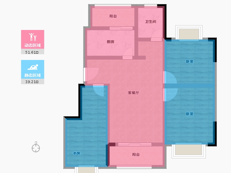 江苏省-扬州市-香榭丽花园-80.00-户型库-动静分区