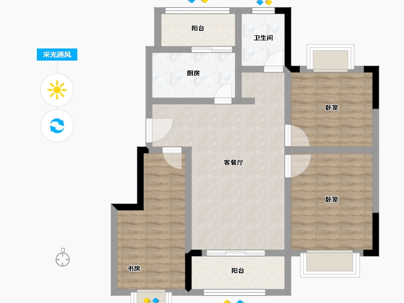 江苏省-扬州市-香榭丽花园-80.00-户型库-采光通风