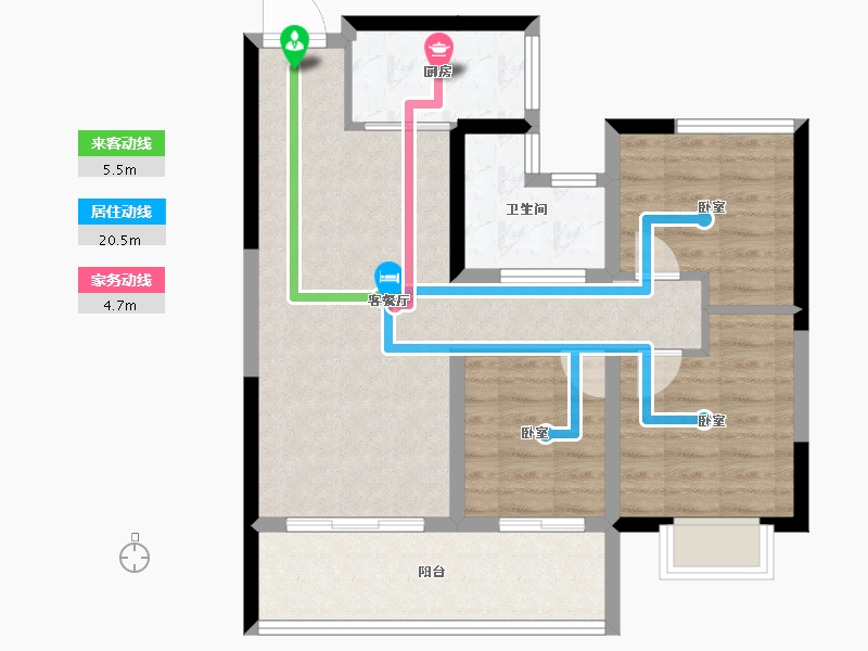 安徽省-宿州市-万成·桂花园-75.94-户型库-动静线