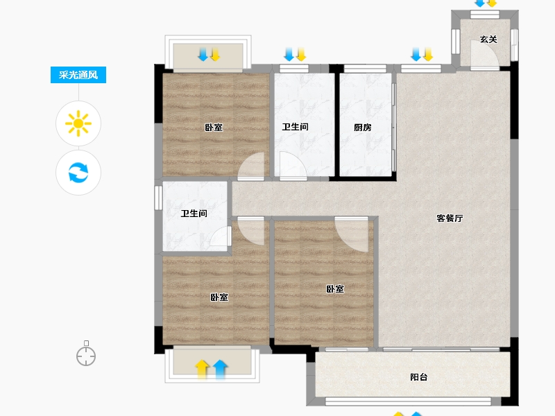 江西省-抚州市-华章硕丰八方城-88.00-户型库-采光通风