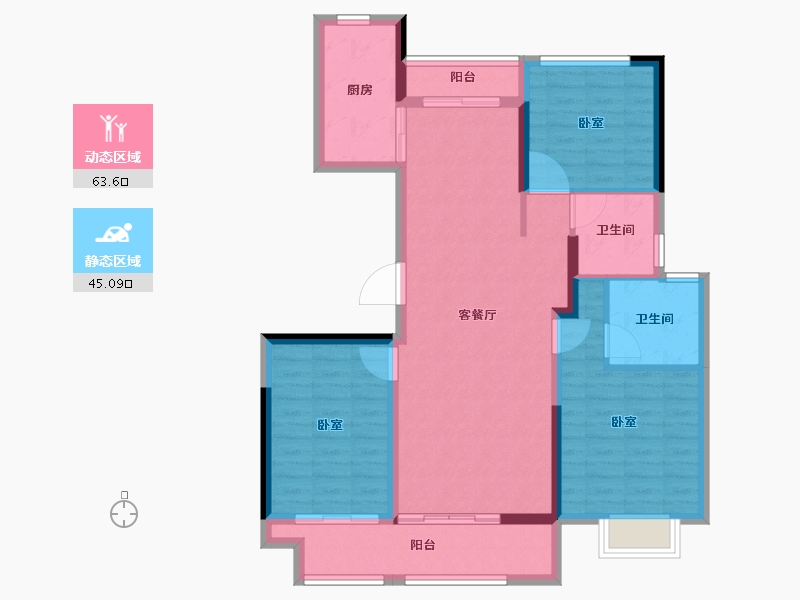 安徽省-宿州市-绿城·深蓝中心-97.56-户型库-动静分区