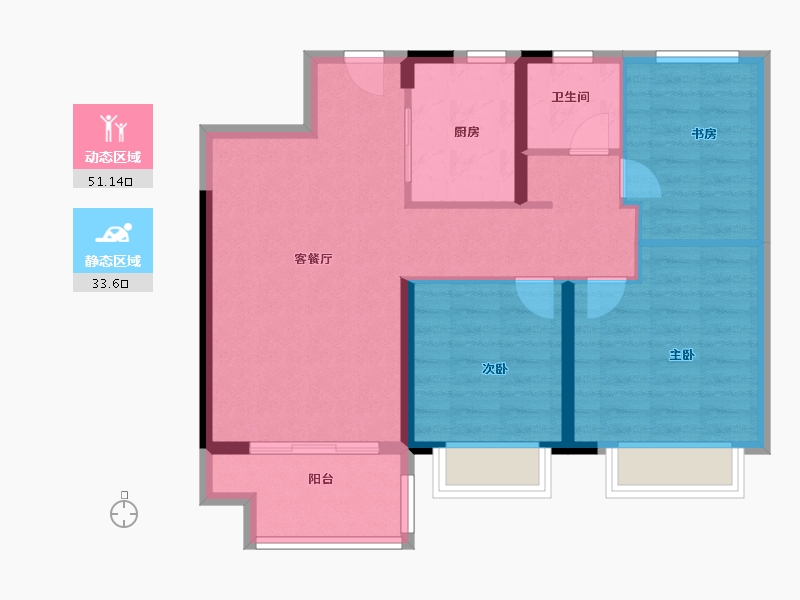 江苏省-徐州市-美的·乐城-76.00-户型库-动静分区