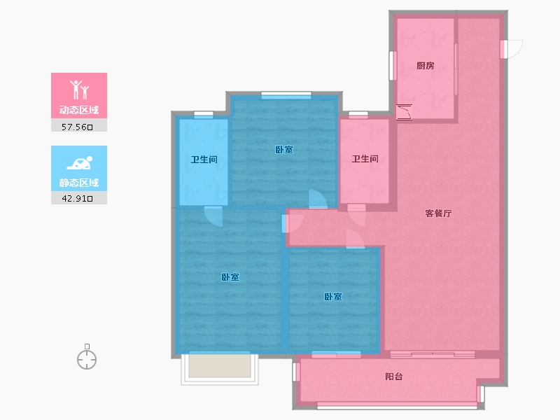 江苏省-苏州市-中骏世界城-89.99-户型库-动静分区