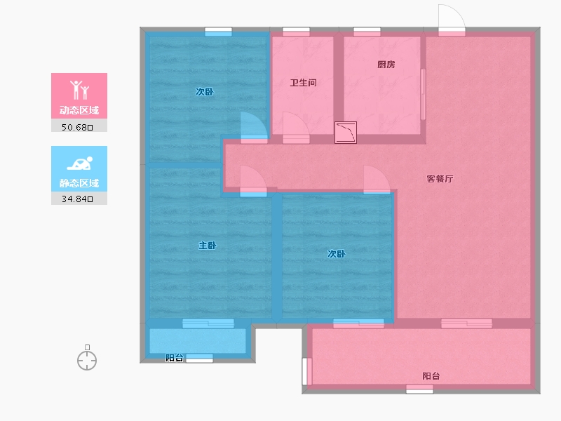 江苏省-南通市-港龙中南翰林首府-76.00-户型库-动静分区