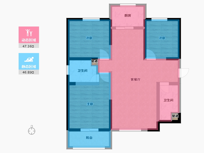 甘肃省-兰州市-北城蘭庭-83.54-户型库-动静分区