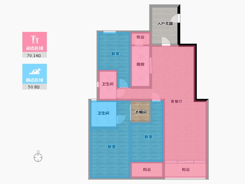 辽宁省-盘锦市-东方银座·中心城-113.98-户型库-动静分区