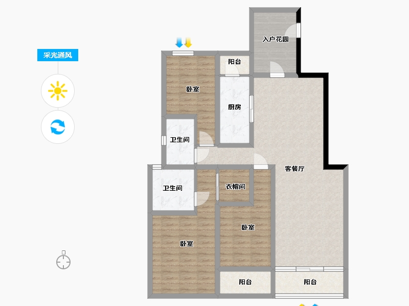 辽宁省-盘锦市-东方银座·中心城-113.98-户型库-采光通风