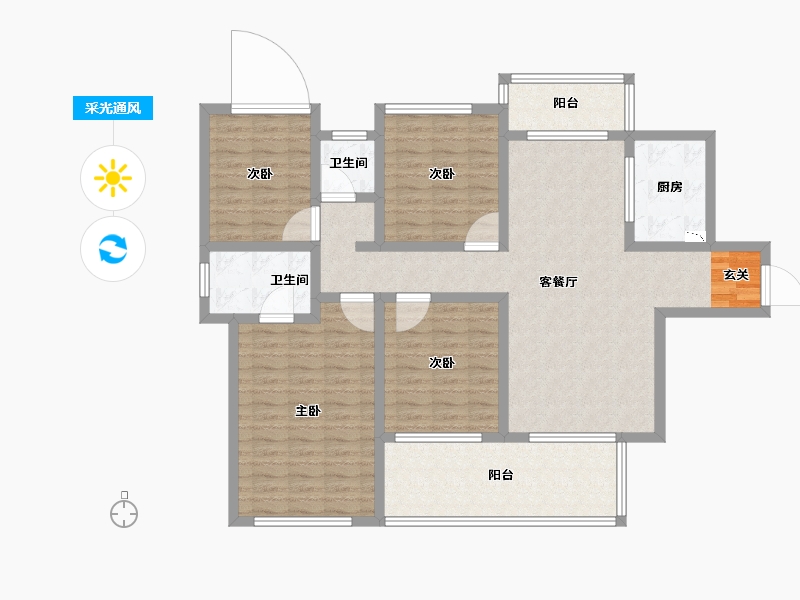 陕西省-宝鸡市-水木华院-120.01-户型库-采光通风