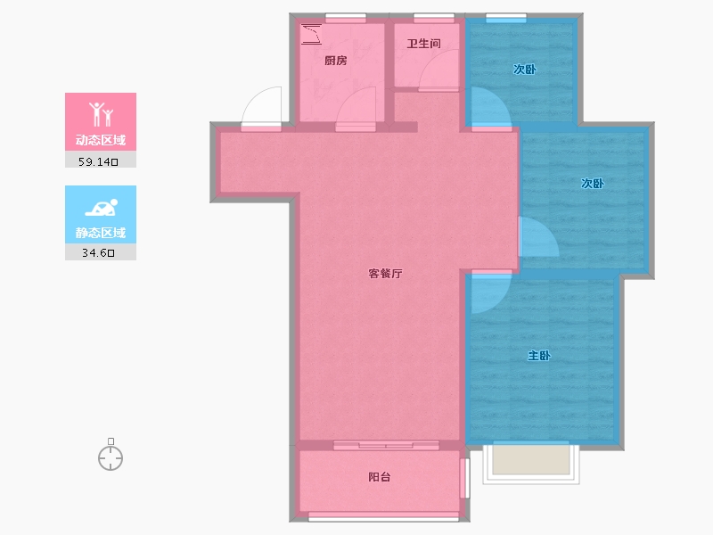 江苏省-徐州市-美的·乐城-84.01-户型库-动静分区