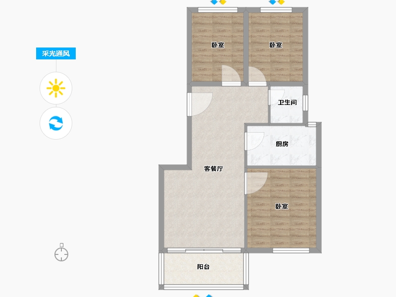 江苏省-泰州市-宇业·天逸名邸-80.81-户型库-采光通风