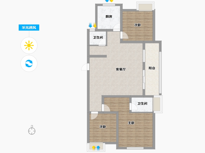 江苏省-扬州市-扬子万象都汇·万象世家-104.00-户型库-采光通风